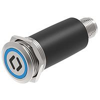 EAO 82-6657.1124 Anti-Vandal Illuminated pushbutton.momentary.22mm.stainless steel SUS 316L.flush/flat.ring illumination Tritan.blue 24VDC.Ag.M12 Connector