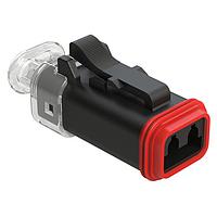 Amphenol SINE Systems AT062SD1224V Connectors 2-Way Plug, Female LED Connector, 12V or 24V, Clear endcap, black body