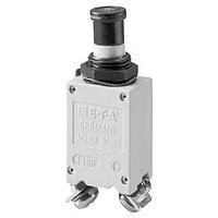 E-T-A Circuit Breakers 483-G533-J1M1-B2S0ZN-15A Miniature Single pole, miniaturised, aircraft style thermal circuit breaker with tease-free, trip-free, snap action mechanism and push/pull on/off manual actuation (M-type TO CBE to EN 60934). An indicator band on the push button clearly shows the tripped/off