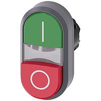 SIEMENS 3SU10313BB420AK0 Flat/Raised Button TWIN BUTTON, MOM, GREEN/RED