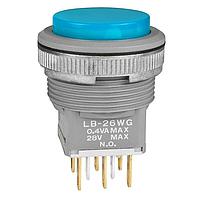 NKK Switches LB26WGG01-GJ Pushbutton Switches DPDT ON-ON BLU Au PNL SEAL GRY HOUSING