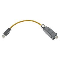 HARTING 09457011562 Cat 6a Han 3A Metal RJ45 to IP20 RJ45 Cable Assembly, Cat6a 4x2xAWG26/7, PVC Yellow, 0.5m