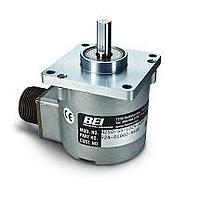 Sensata Technologies - BEI Sensors 01002-6987 Incremental Optical Incremental Encoder Heavy duty 2.5" diameter square flange mount, 1.25" dia pilot and 3/8" diameter shaft, Rotating shaft seal, 2048 cpt, twoo channels in quadrature plus complements, 5 to 28 VDC in and Vout = Vin, Side mounted 7 pin connecto