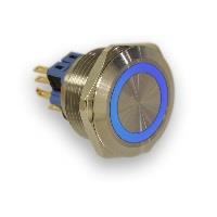 E-Switch PV9F2VOSS-3K1 Anti-Vandal Switches Sealed Illuminated Anti-vandal Switch Flat Actuator Solder 2P OFF-(ON) 2P ON-(OFF) 2A 48VDC Stainless Steel Ring Illumination Orange/Green LED Illumination Voltage 6V
