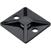 HellermannTyton MB40H4 Cable Tie Mounting Bases Screw Mount Cable Tie Base, 1.12 x 1.12", 0.18" Max Tie Width, 0.18" Hole Dia, PA66, Black, 500/pkg