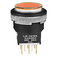 NKK Switches LB26WKG01-5D-JD Pushbutton Switches DPDT ON-ON AMB Au PNL SEAL BLK HOUSING
