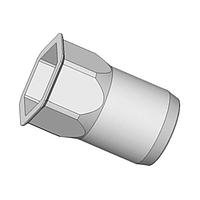 ATLAS AETHS-M8-5.5ZI Rivet Nut Atlas Rivet Nut, Atlas FM, AETH, Thin Head Semihex Body, Open End, Steel, Thread Size - M8,