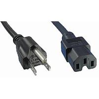 Qualtek Electronics 338010-01 AC Power Cord NEMA 5-15P C-15 SJT 7'6" 16/3