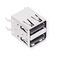 Kycon KUSBVX-AS2N-B-1 USB Type A Connectors DUAL VERT MT USB A SOCKET BLK GLD FLASH