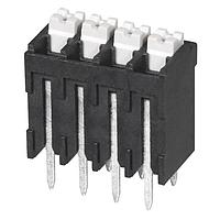 Same Sky (formerly CUI Devices) TBLH10V-350-04BK Fixed Terminal Blocks Terminal block, screwless, High Temp, 3.5, Vertical, 4, Black w Gray Button