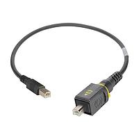 HARTING 09454453912 USB Cables / IEEE 1394 Cables HARTING PushPull V4 v2.0 USB 2.0 Type B, Cable Assembly, PushPull to IP20 USB plug, PVC, 1.5m