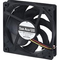 Sanyo Denki 9RA1212F40011 Axial DC Axial Fan, 120x120x25mm, 12VDC, Low Noise, Ribless, Tachometer