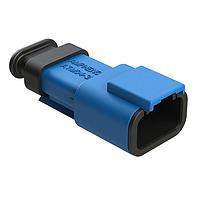 Amphenol SINE Systems ATM04-3P-SR01BL Connectors 3 Position, Receptacle, Pin, Strain Relief End Cap, Blue Body