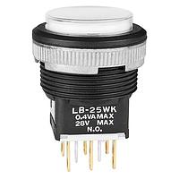 NKK Switches LB25WKG01-6B-JB Pushbutton Switches DPDT ON-(ON) WHT Au PNL SEAL BLK HOUSING
