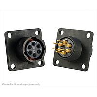 Eaton Souriau-Sunbank UTS010D6SW Receptacles Plastic square flange receptacle, without backshell, with 6 female PCB contacts, IP68/69K in unmated conditions, keying W