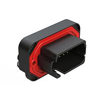 Amphenol SINE Systems AT13-18PE-BM01BK Connectors 18 Position, Right Angle Flange Mount PCB Receptacle, Gold Plated Contacts Included, Keyed E, Black