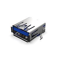 GCT (Global Connector Technology) USB1075-30-P-B USB Type A Connectors USB3.0 A Skt, Thru Hole, R/A, 30u", With kinked stake, Tray