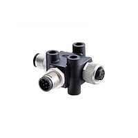 Amphenol LTW TA-A06M-A06F-A06F-01 T-Adapter Circular Metric Connector, T Adaptor, Metal, A Coding, 2A, 06 pins, (End 1) Male Male, (End 2) Female Female, (End 3) Female Female, Screw Thread, IP68 Mated