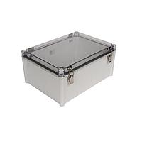 Bud Industries PTH-22456-C Electrical Enclosures PC+10% Fiberglass Box with Self-Locking Latch and Clear Cover (15 X 11 X 7 In)