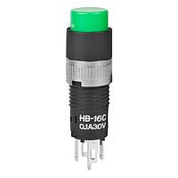 NKK Switches HB16CKW01-F Pushbutton Switches SPDT ON-ON ROUND GREEN CAP .1A