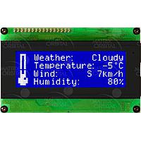 Matrix Orbital LCD2041-WB-E LCD Character Display Modules 20x4 Wht Txt Blu B/G Ext. Temp No Key LCD
