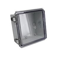 Bud Industries PTQ-11046-C Hinged Cover PC+10% Fiberglass Box, Stainless Steel Latch, Clear Cover (5.9 X 5.9 X 3.5 In)