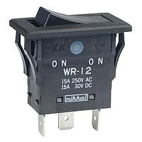 NKK Switches WR12AFN Rocker Switches ON-ON BLACK QC TERM NO EPOXY ENVRN SEALD
