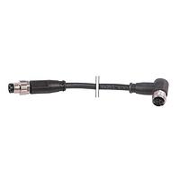 HARTING 213480A0390003 Sensor Cables / Actuator Cables M8 A-code Double Ended Overmolded Cable Assembly, 3pin, straight male to angled female w/ LED, Black, 0.3m