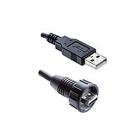 Amphenol LTW UA20FL-NAML-SA005 Type A to Type A USB, Type A 2.0, Plastic, 1.5A, Female Connector, Straight-to-Straight, Screw Thread, Overmolded Double Ended, Length 5000mm, IP67