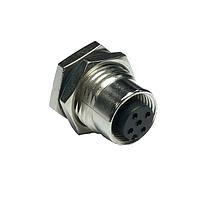 Amphenol LTW MSAS-04PFFS-SF8002 Sensor Cables / Actuator Cables M12 Circular Metric Connector, A Code, Metal, 4A, 04 pins, Female Connector, Female Contact, Hexagonal, M16*1.5, Screw Thread, Solder, Receptacle, Front Fastened, Panel Thickness 4.5, IP68 / IP69K