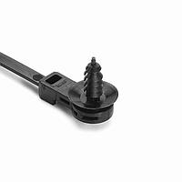 HellermannTyton 157-00131 Cable Ties with Mounts 1-Pc Cable Tie/Offset Fir Tree w/Disc, 12.5 mm Offset, 8.5"L, 50lb Tensile, PA66HIRHSUV, Black,