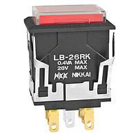 NKK Switches LB26RKG01-5C12-JC Pushbutton Switches ON-ON RECT BLACK 12V RED LED CLR/RED CAP