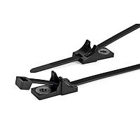 HellermannTyton 156-00407 Cable Ties with Mounts 2-Piece Cable Tie with Screw Mount, 15" Long, M6 Hole, 120lb, PA46, Grey, 100/bg
