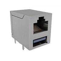 Amphenol Commercial Products RJE361882103 Modular Stacked 8P8C RJ over USB Type A 2.0 Shield