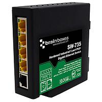 Brainboxes SW-735 Ethernet Switches Hardened Industrial 5 Port PoE+ Gigabit Ethernet Switch