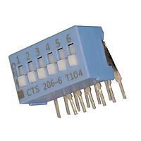 CTS Electronic Components 206-6RAS DIP Switches 6 switch sections SPST