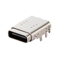 Same Sky (formerly CUI Devices) UJ32-C-H-G-MSMT-3-P24-TR USB Type C Type C, 3.2, Horizontal, Gold plated 3u, Mid Surface Mount, 0.8mm, 24 pin, T&R