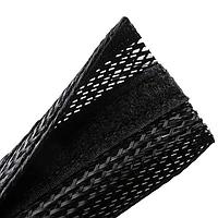 HellermannTyton 170-03152 Cable Protection Braided Sleeving, Hook & Loop, 2.5" Dia, PET, Black, 100 ft/bulk reel