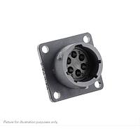 Eaton Souriau-Sunbank UTSX010E6PW Receptacles Square flange receptacle, without backshell, with 6 male solder contacts, IP68/69K in unmated conditions, keying W