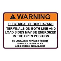 HellermannTyton 596-00894 Solar Label Solar Label, WARNING ELECTRICAL SHOCKDC VOLTAGE, 3.75" x 2.5", VL, Orange, 10/pkg