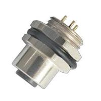 Amphenol Industrial HDM12RF08XPS Straight MaxM12, Female Panel Jam Nut, 8 female socket contacts, X code, PCB thruhole contacts, without dust cap, RoHS compliant