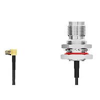 GCT (Global Connector Technology) CAB453RF-0100-A-1-S RF Cable Assemblies MMCX RAd plug2TNC R BH Mt stnlssJck  ORing 3GHz 100mm RG174 Cbl