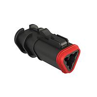 Amphenol SINE Systems AT06-3S-OMBLK 3-Way 3 Pin Overmold Plug Socket, BLACK