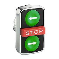 SCHNEIDER ZB4BA73133 Momentary METAL FLUSH 3 BTTN STOP GRN/GRN LEFT
