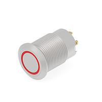 Alcoswitch - TE Connectivity 2488219-8 Anti-Vandal Stainless, Flush Button, Red LED ring, Solder terminal, LED 24VDC