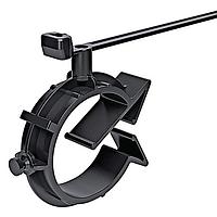 HellermannTyton 156-01343 Cable Ties with Mounts 2-Pc Cable Tie with Pipe Clip, 25-31mm, PA66HIRHS, Black, 250/pkg