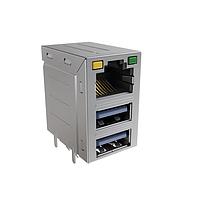 Amphenol Commercial Products RJE361882415 Modular Connectors / Ethernet Connectors Stacked RJ Over Two USB Type A 3.0 LED