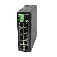 Lantronix SISTP1040-382B-LRT Unmanaged PoE Switches Hardened Unmanaged Switch, 8-port GE PoE+, 2 SFP, 12/24VDC, -40 ? 70C