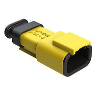 Amphenol SINE Systems ATM04-3P-SR01YL Connectors 3-Way Receptacle, Pin, Strain Relief End Cap, Yellow  Body