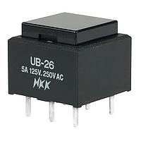NKK Switches UB26SKW03N-A Pushbutton Switches DPDT ON-ON 5A SQUARE BLACK CAP